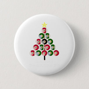 Funny Pool Shark Christmas Tree Holiday Billiards 2 Inch Round Button
