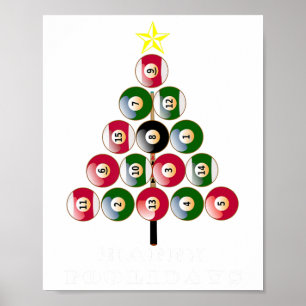 Funny Pool Shark Christmas Tree Holiday Billiards Poster