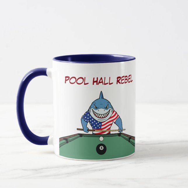 Funny Pool Shark Pool Hall Rebel Coffee Mugs (Left)