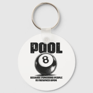 Funny Pool Table Billiards 8 Ll Black Ll Frowned U Keychain