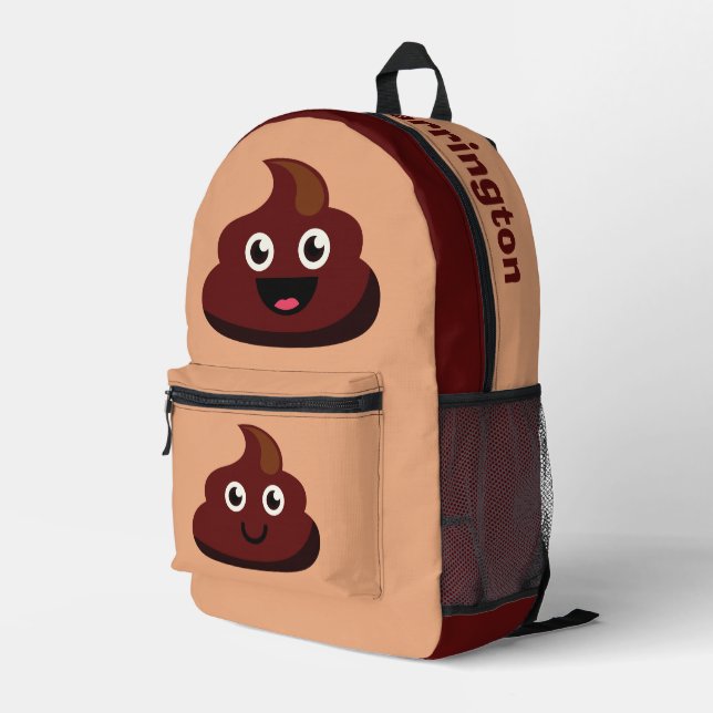 Funny Poop custom name Printed Backpack (Back Corner Right)