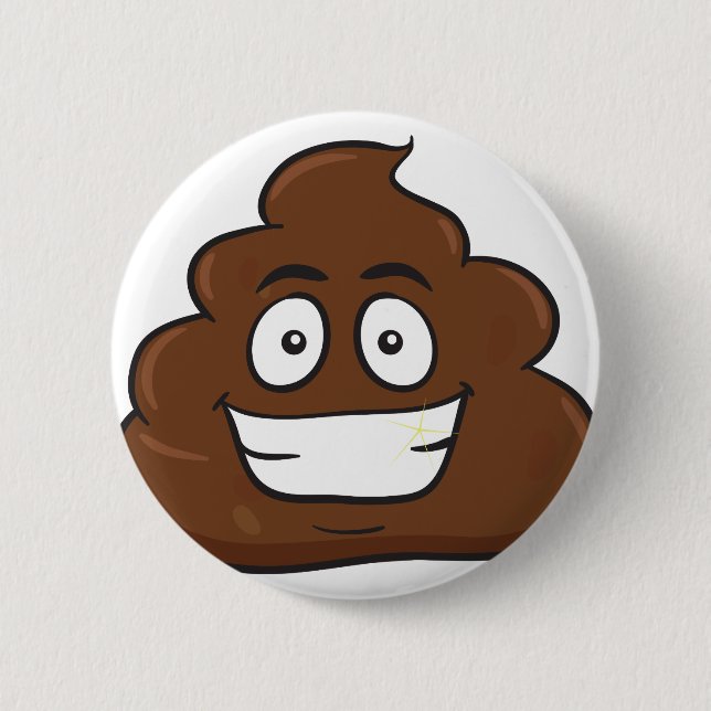 funny poop emoji 2 inch round button (Front)