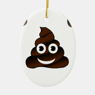 funny poop emoji ceramic ornament