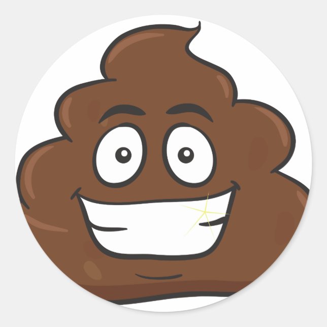 funny poop emoji classic round sticker (Front)
