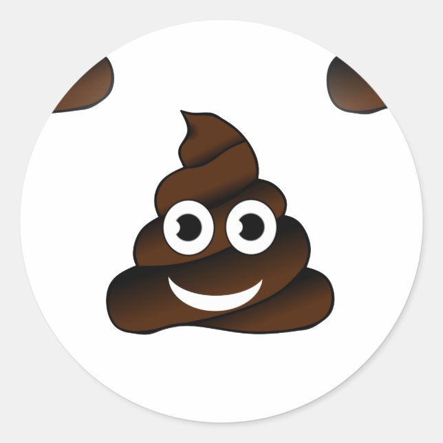 funny poop emoji classic round sticker (Front)