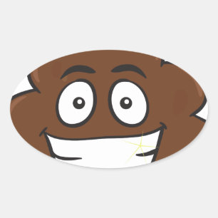 funny poop emoji oval sticker