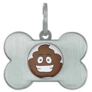 funny poop emoji pet name tag