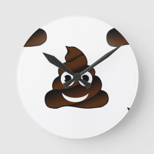 funny poop emoji round clock