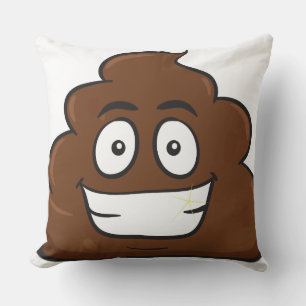 funny poop emoji throw pillow