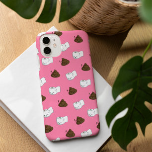 Funny Poop Emoji & Toilet Paper Pattern iPhone 16 Case