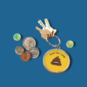 Funny Poop Emoji with Custom Message Keychain