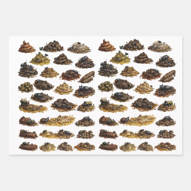 Funny Poop Piles Pattern Wrapping Paper Sheet (Front)