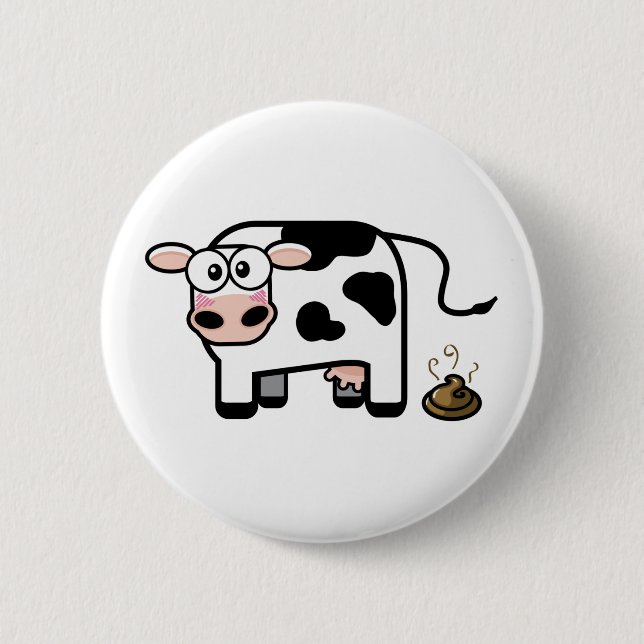 Funny Pooping Cow Button (Front)