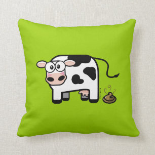 Funny Pooping Cow Throw Pillow