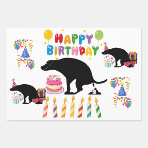 Funny Pooping Dog Birthday Wrapping Paper Sheet