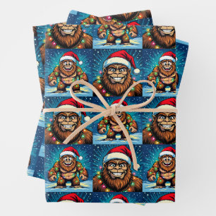 Funny Pop Art Bigfoots Christmas Wrapping Paper Sheet