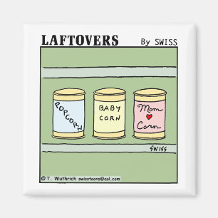 Funny Popcorn Baby Corn and Mom Family Cartoon Magnet