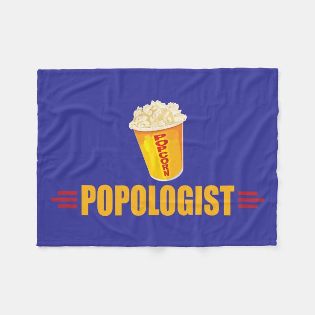 Funny Popcorn Lover's Fleece Blanket (Front (Horizontal))