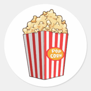 Funny Popcorn, Popcorn Gifts, Movie Lover Classic Round Sticker