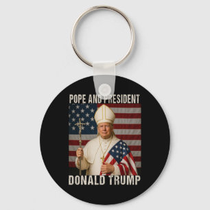 Funny Pope Trump And President Donald Trump  Keychain