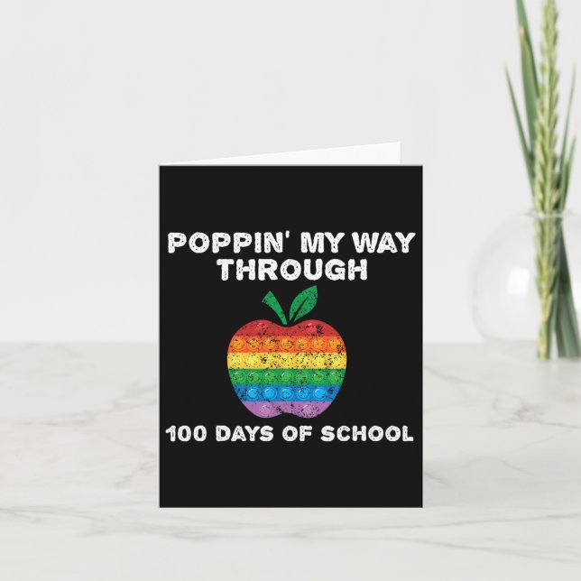 Funny Poppin My Way Through 100 Days Of School 1  Card (Front)