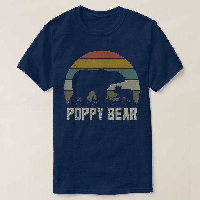 Funny Poppy Bear s, Cub Kid Fathers Day Grandpa Vi T-Shirt (Design Front)