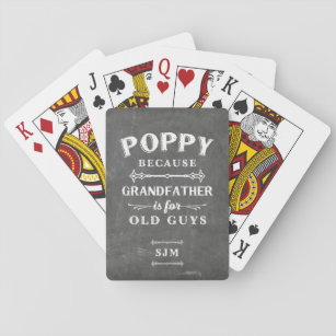 Funny Poppy Grandfather Monogram Playing Cards