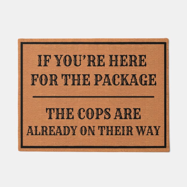 Funny Porch Pirate Warning Rustic Brown Minimalist Doormat (Front)