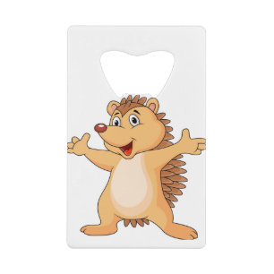 Funny porcupine cartoon credit card bottle opener