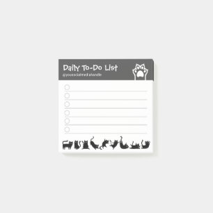 Funny Pose Cute Black Cats Checkbox To Do List Post-it Notes