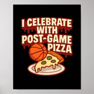 Funny Post Game Pizza Sketll Fan Gear Design Poster