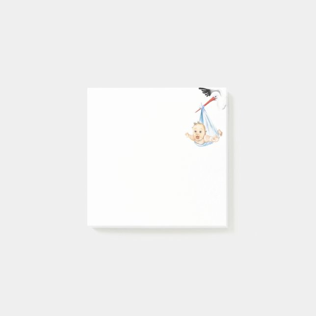 Funny Post-it® Notes Stork Carrying Baby (Front)