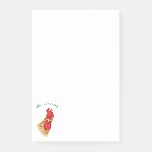 Funny Post it Notes with Surprised Rooster (Front)