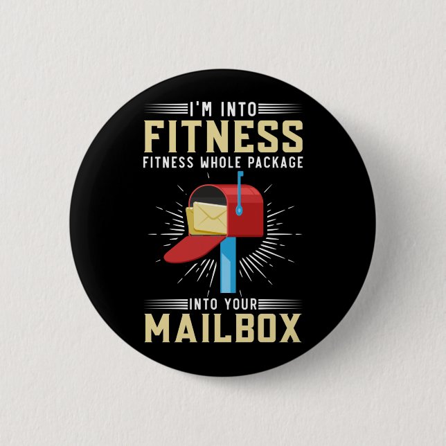 Funny Postal Worker Fitness Postman 2 Inch Round Button (Front)