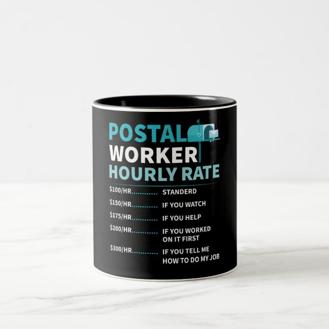 Funny Postal Worker Hourly Rate Mug (Center)
