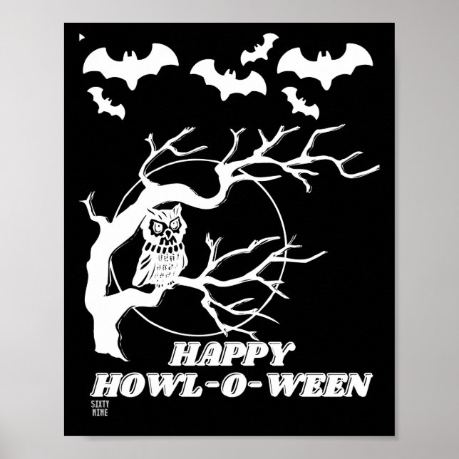 funny poster  "HAPPY HOWL-O-WEEN" (Front)