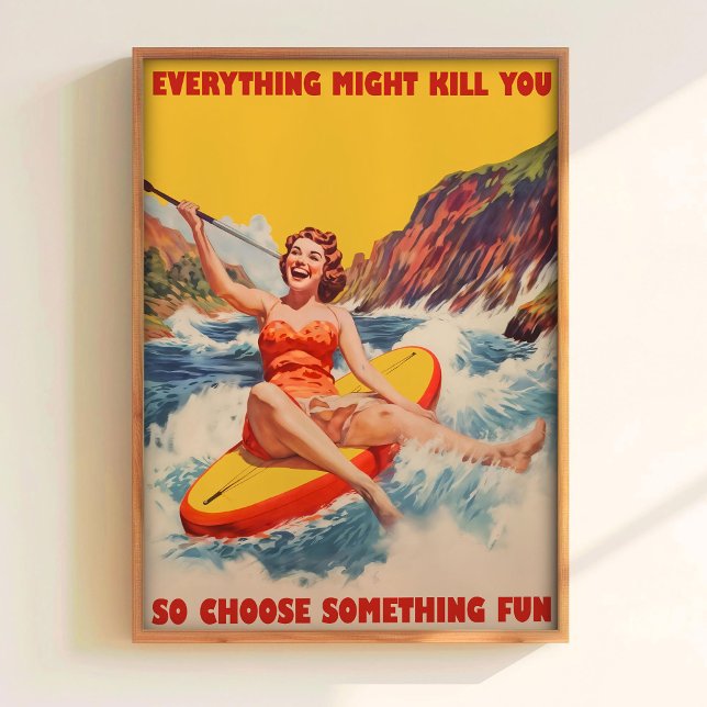 Funny Poster Sup Paddling Poster Retro Print Paddl (Creator Uploaded)