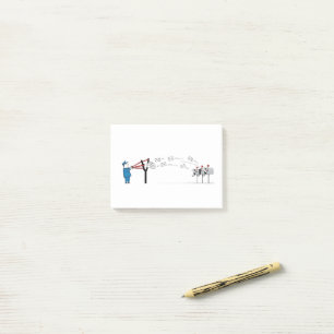 Funny Postman Cartoon – Mail Delivery with a Sling Post-it Notes