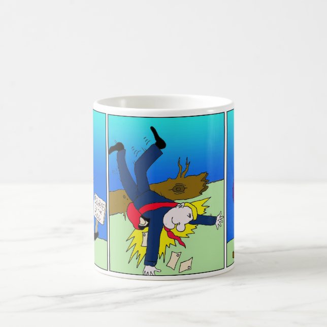 Funny postman cartoon mug. coffee mug (Center)
