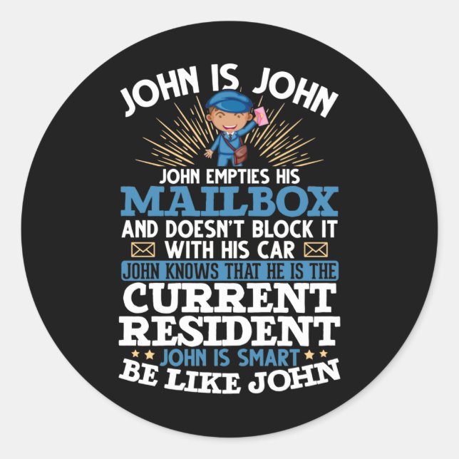 Funny Postman Mailman Postal Worker Classic Round Sticker (Front)