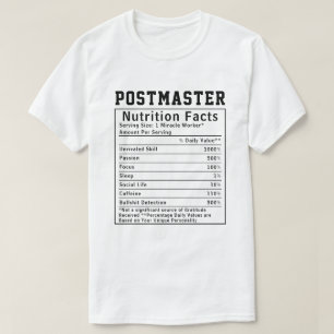 Funny Postmaster Nutrition Facts Mailroom Gift T-Shirt