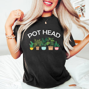 Funny Pot Head Gardening Lovers Women Black T-Shirt