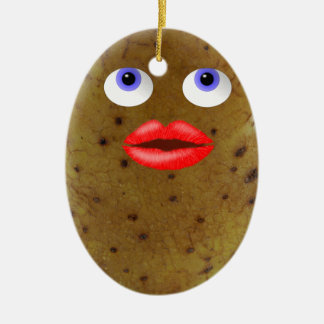 Funny Potato Character With Blue Eyes Ornament
