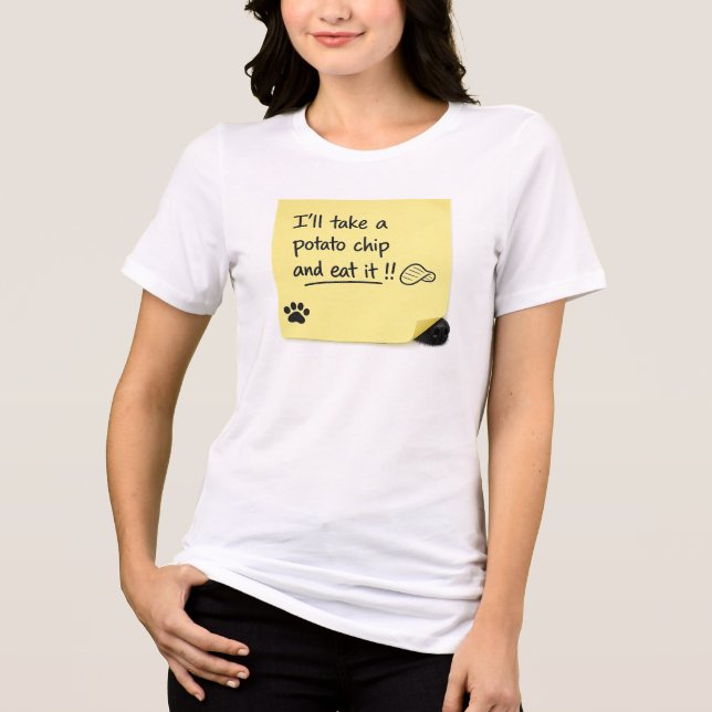 Funny Potato Chip Dog Sticky Note Meme Tri-Blend Shirt (Front)