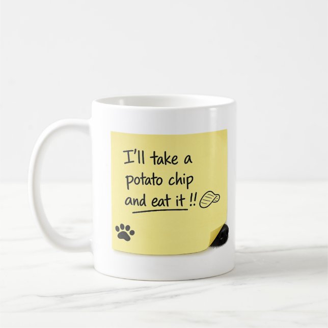 Funny Potato Chip Dog Sticky Note Mug (Left)