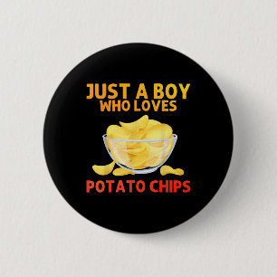 Funny Potato Chips Art For Men Boys Kids Bag Of Ch 2 Inch Round Button