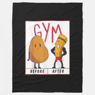 Funny Potato Gym Before After Workout Gift Fitness Fleece Blanket