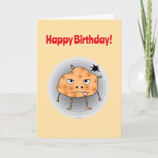 Funny Potato Happy Birthday Face Card (Front)