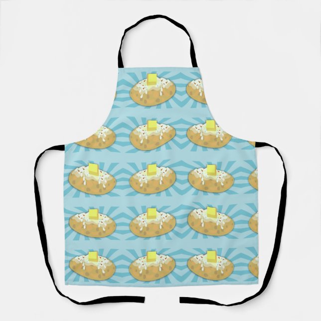 Funny Potato Lovers Spuds Galore Pattern Design Apron (Front)