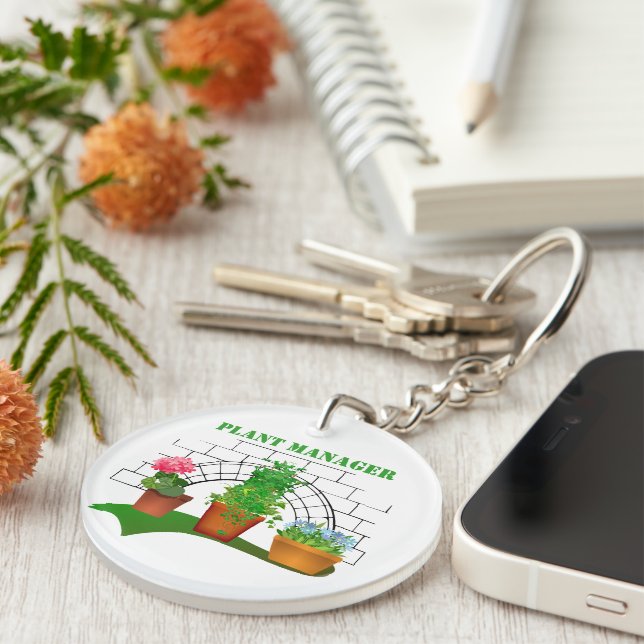 Funny Potted Flowers Plant Manager Personalized Keychain (Front Right)